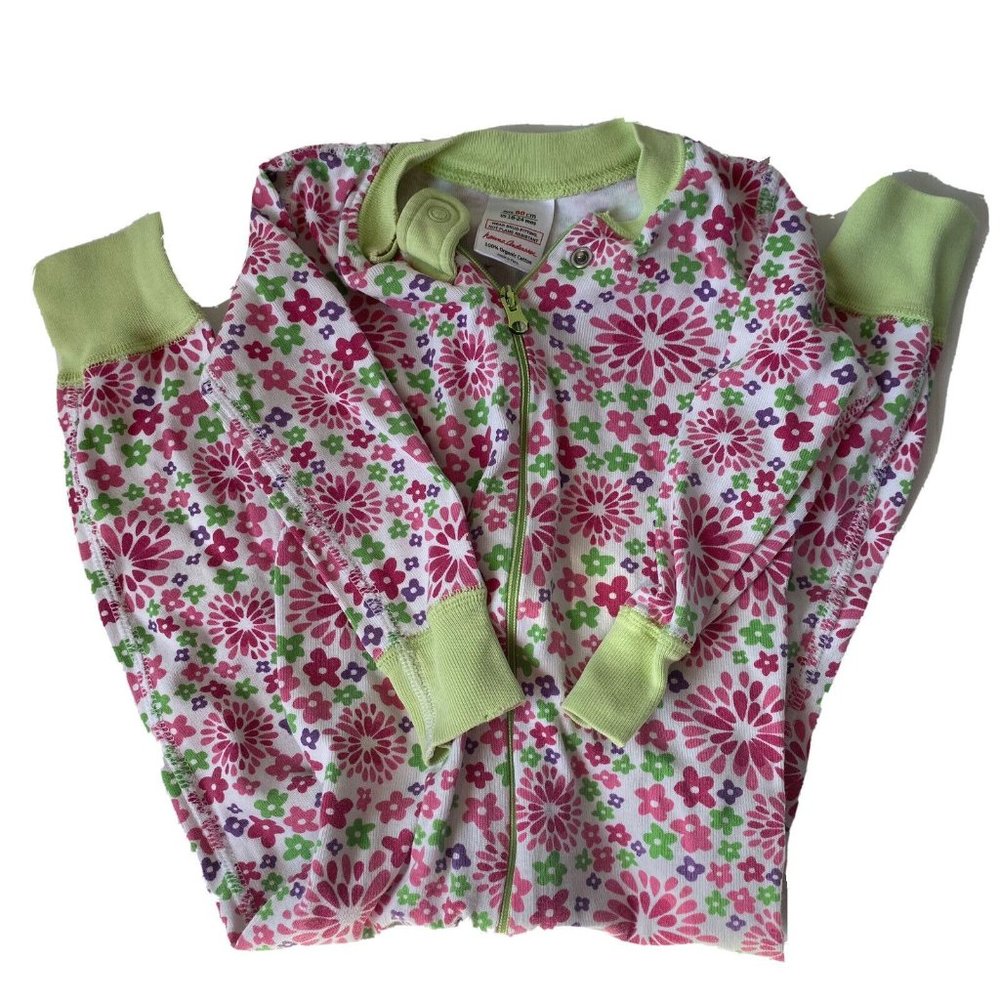 Hanna Andersson sleeper floral one-piece pajamas PJs zip organic baby 18-24m